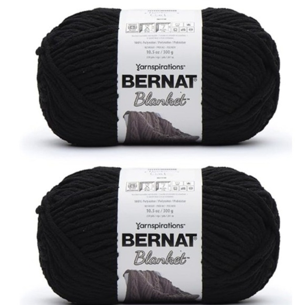 Bernat Blanket Coal Yarn - 2 Pack of 300g/10.5oz - Polyester - 220 Yards